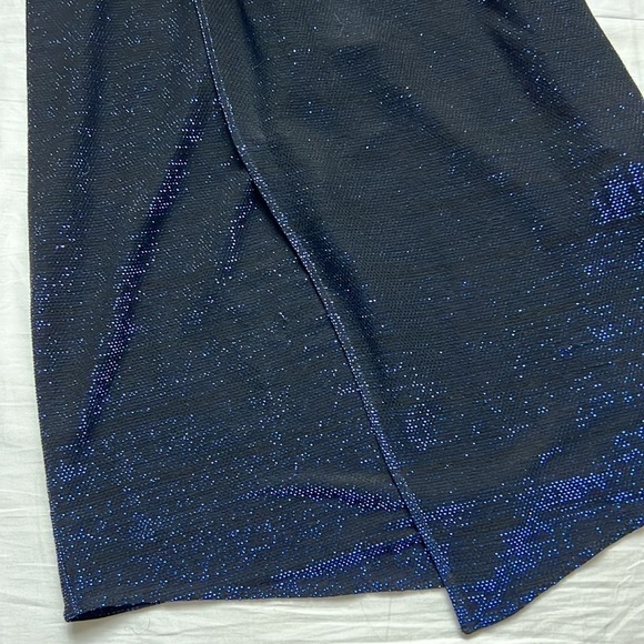 Zara Shimmery Dress Slit Front Neon Blue - Picture 7 of 10